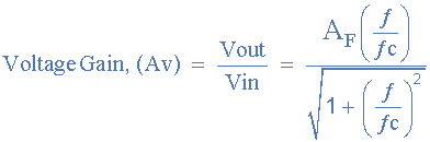 High Pass Filter Voltage Gain