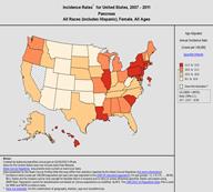 United States map showing age-adjusted incidence rates by state.